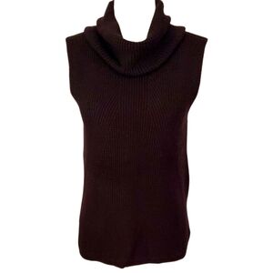 White House Black Market Black Sleeveless Ribbed Cowl Neck Sweater Vest Size M
